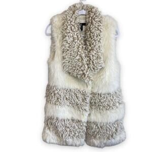 H&M Limited Edition Faux Fur + Sherpa Striped Oversized Vest - XS/S - China